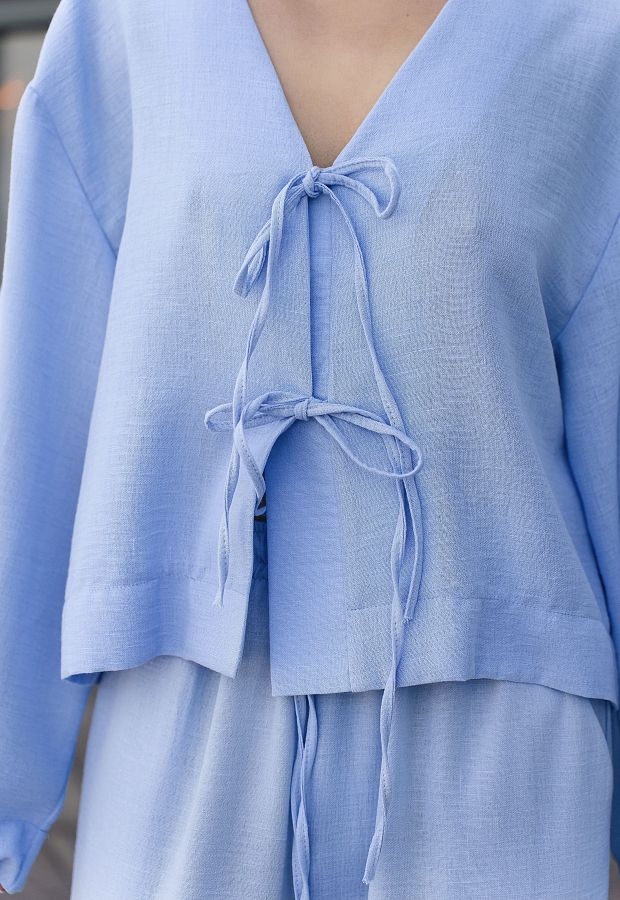 Костюм лляний на зав'язках блакитний МБКТ/01 #RU# Костюм льняной на завязках голубой МБКТ/01 № 4