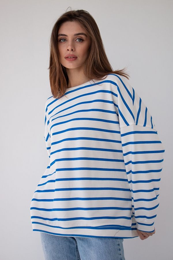 Світшот у смужку синій CR-80950/1 #RU# Свитшоты CR-80950/1 № 2