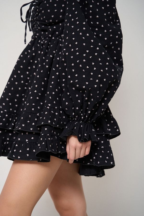 Сукня з подвійною спідницею чорне в білі серця  № 4