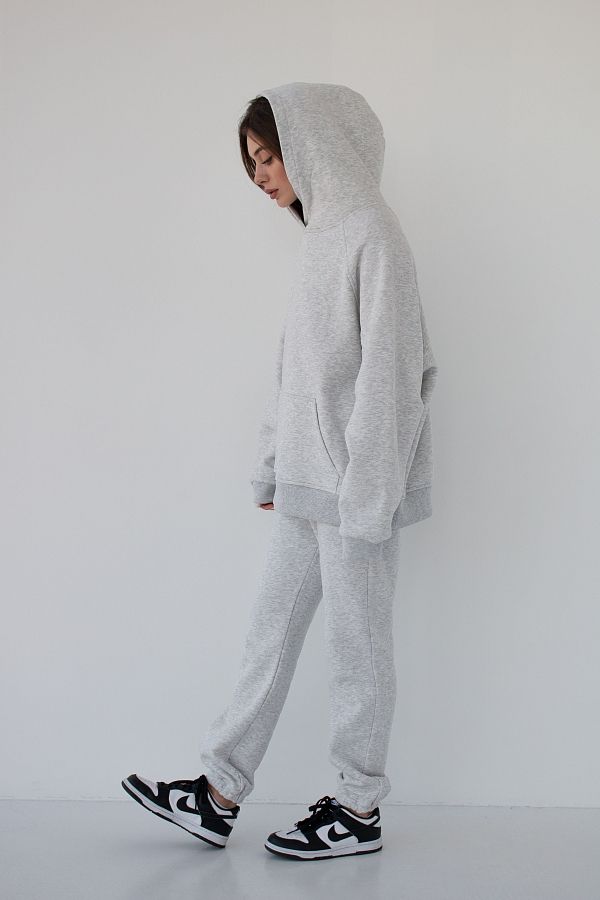 Костюм спортивний утеплений на флісі худі+джогери cірий Н0126/4 #RU# Костюм спортивный утепленный на флисе худи+джогеры серый Н0126/4 № 5