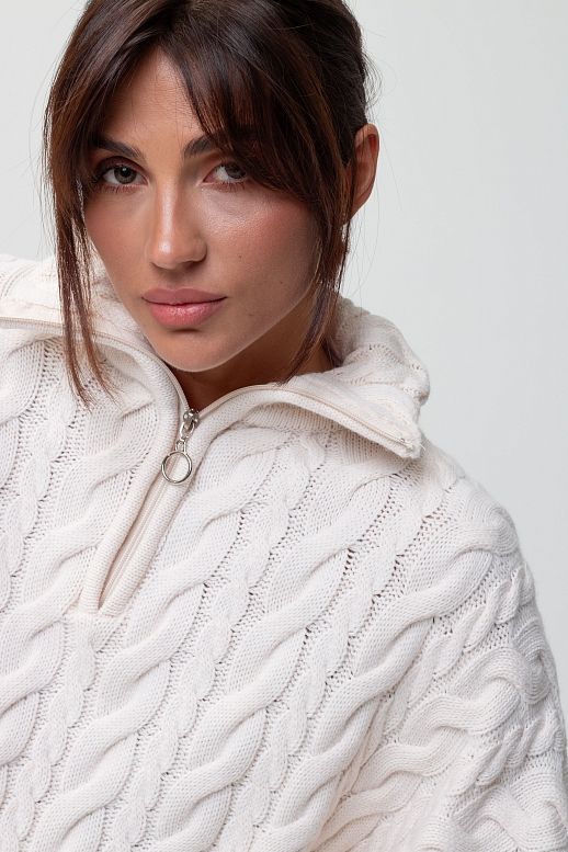 Светр косичка на замку молочний - №2