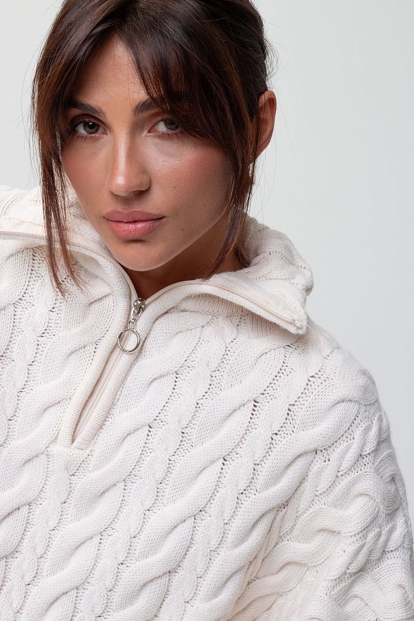 Светр косичка на замку молочний ТК231078 #RU# Свитер косичка на замке молочный ТК231078 № 2