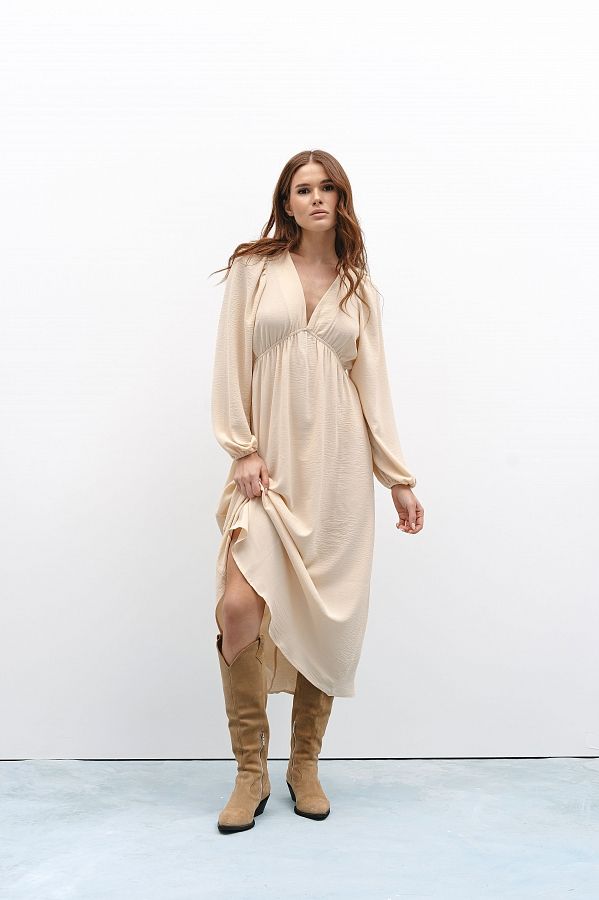 Сукня максі з відкритою спиною бежева МБПЛ003/1 № 2