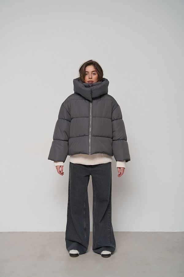 Куртка вкорочена на замку графітова KR0110/4 #RU# Куртка укороченная на замке графитовая KR0110/4 № 3