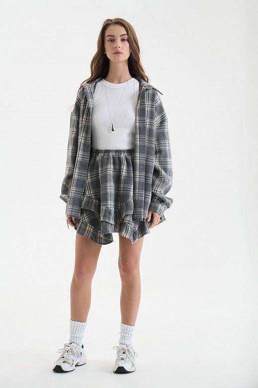 Сорочка oversize в клітинку сіра