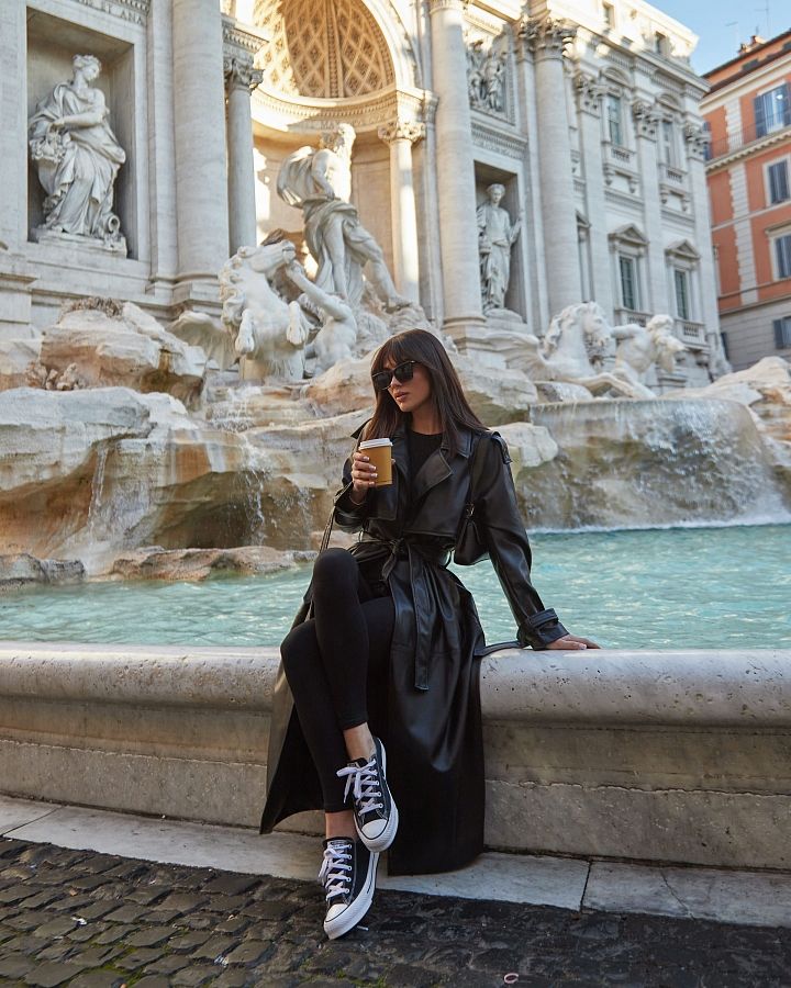 Тренч з екошкіри на замші чорний С0321/9 #RU# Тренч из экокожи на замше черный С0321/9 № 1