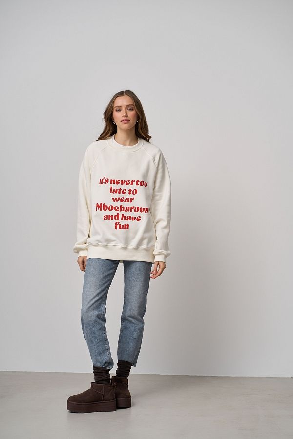 Світшот з принтом молочний SV01/5 #RU# Свитшоты SV01/5 № 3