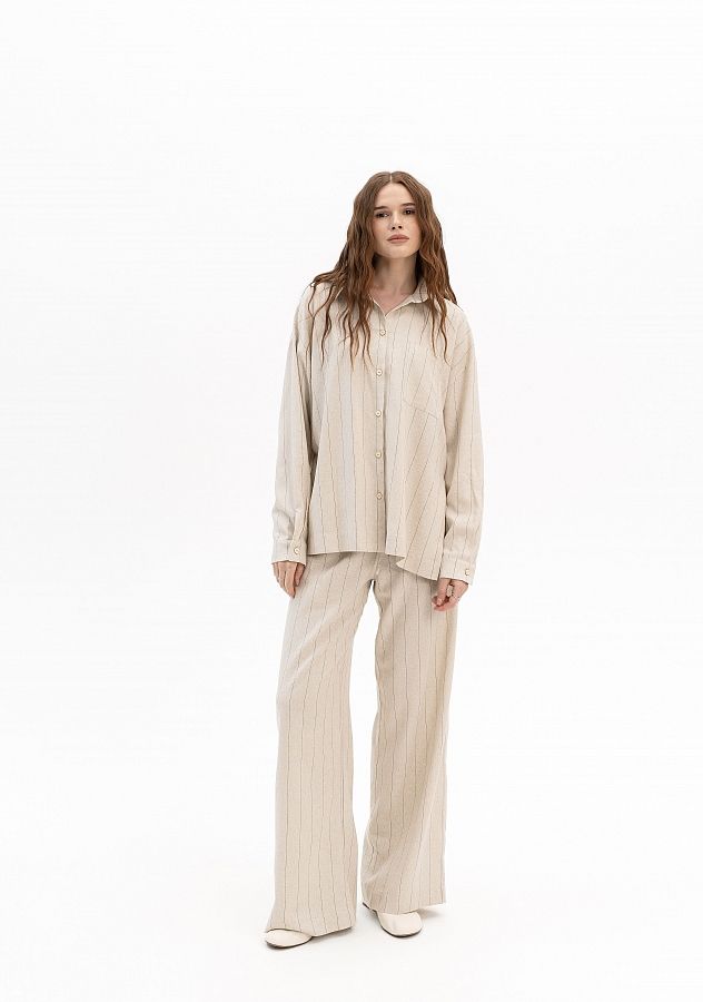 Сорочка лляна з довгим рукавом бежева СЛО/1 #RU# Рубашка льняная с длинным рукавом бежевая СЛО/1 № 1