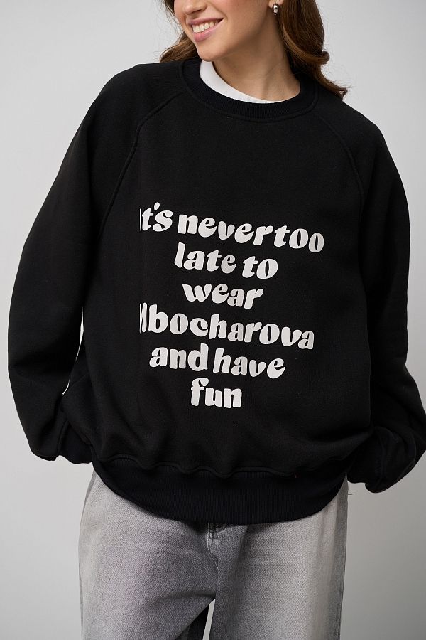 Світшот з принтом чорний SV01/3 #RU# Свитшоты SV01/3 № 2