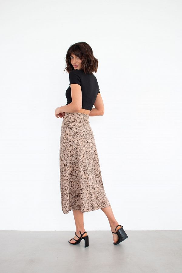 Спідниця міді з роспіркою коричнева CП001/1 #RU# Юбка миди с распоркой коричневая CП001/1 № 3