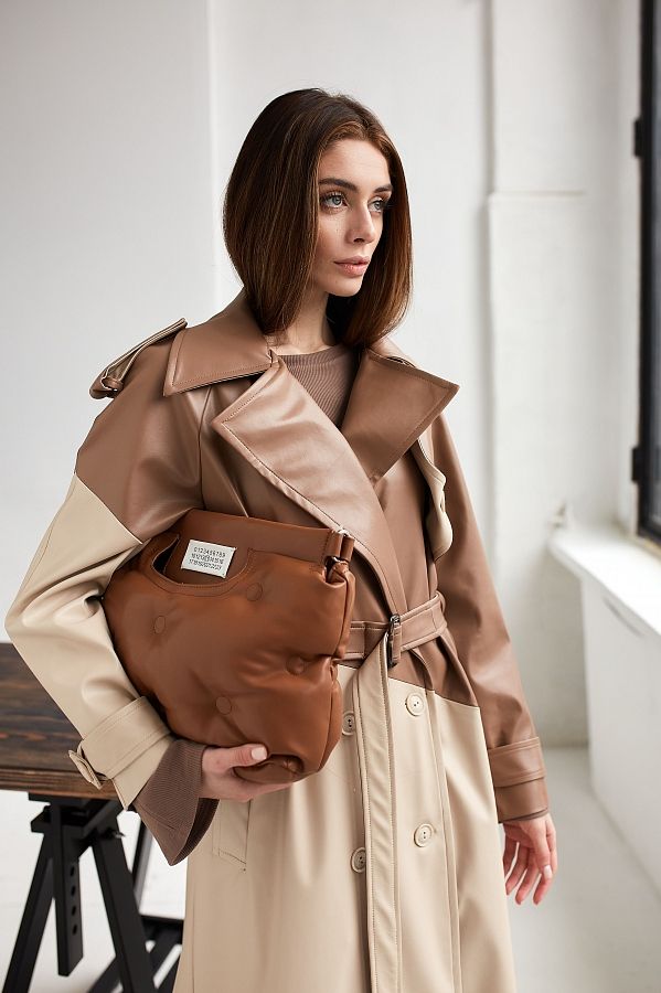 Тренч двокольоровий молочний шоколад+бежевий С3020/2 #RU# Тренч двухцветный молочный шоколад+бежевый С3020/2 № 5