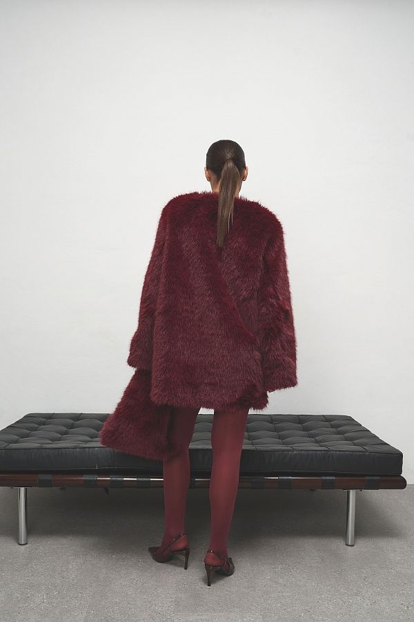 Шубка подовжена еко-норка бордова SHNOR01/01 № 4