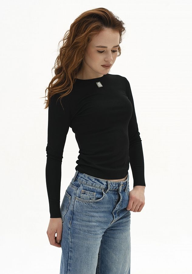 Лонгслів приталений чорний НФ-00000203/5 #RU# Лонгслив приталенный черный НФ-00000203/5 № 2