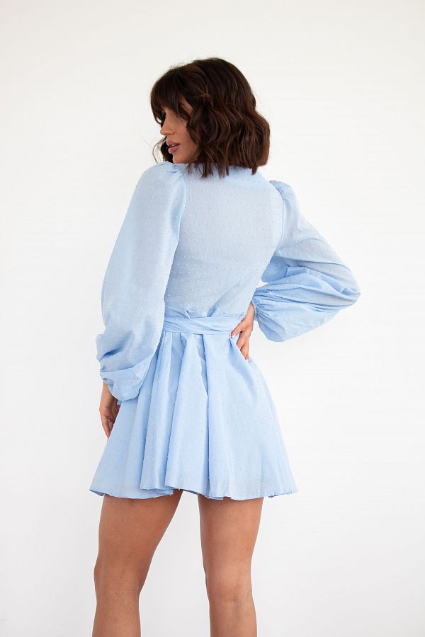Сукня на запах з подвійною спідницею світло-блакитна D0823/2 № 4
