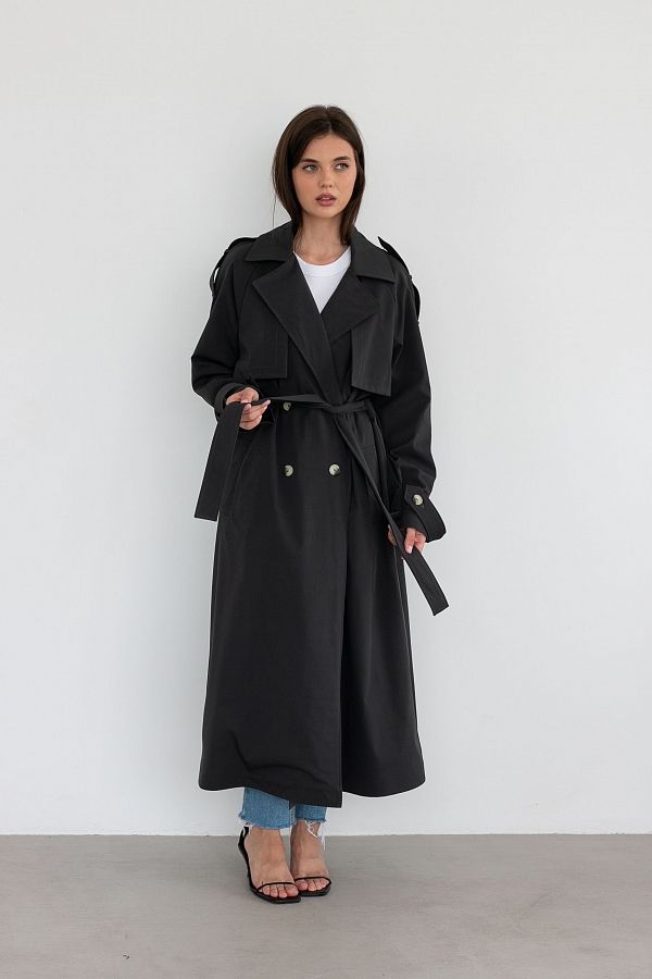 Тренч котон на підкладці чорний С0523/3 #RU# Тренч котон на подкладке чёрный С0523/3 № 4