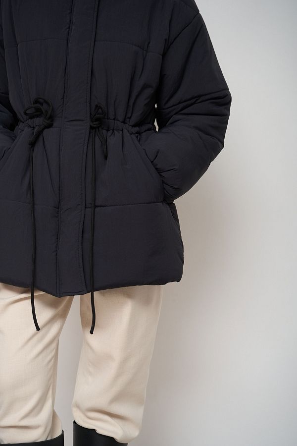 Куртка з капюшоном на замку подовжена чорна РЕ01 #RU# Куртка с капюшоном на замке удлиненная черная РЕ01 № 4