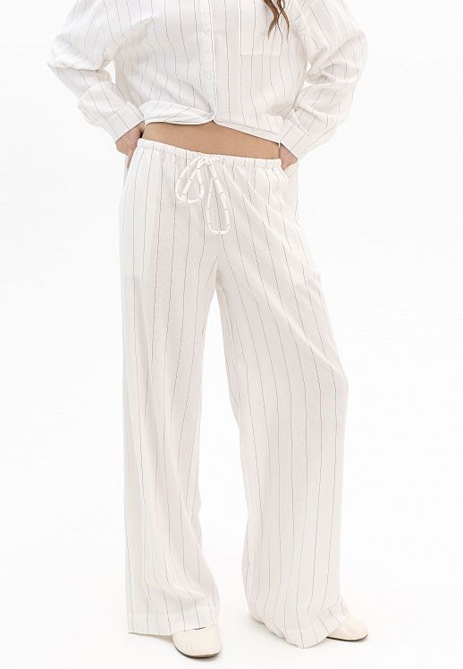 Брюки лляні прямі молочні