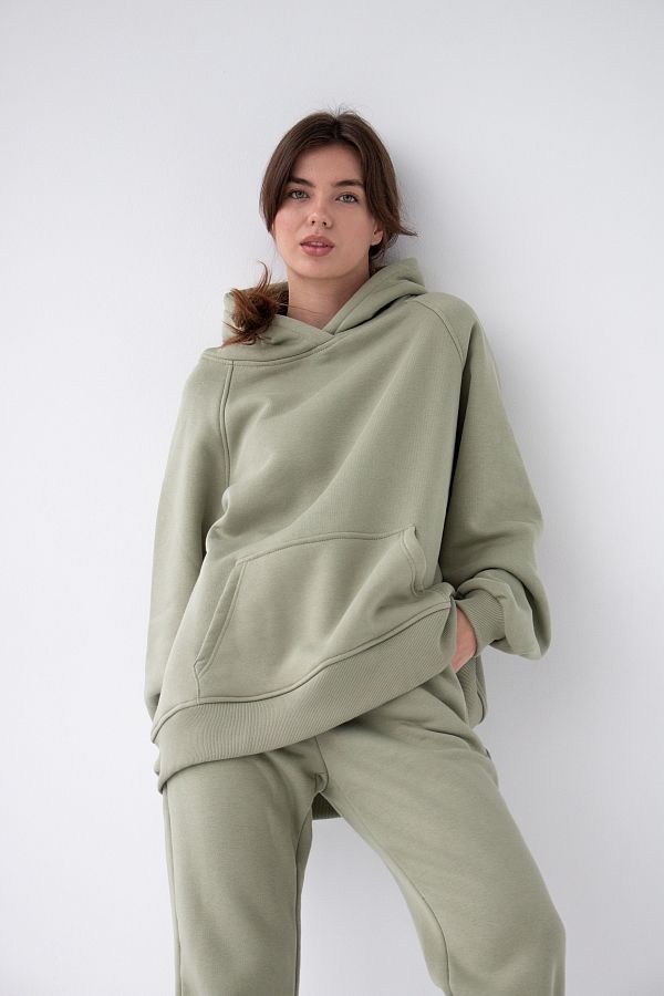 Костюм спортивний утеплений на флісі худі+джогери оливковий Н0126/2 #RU# Костюм спортивный утепленный на флисе худи+джогеры оливковый Н0126/2 № 1