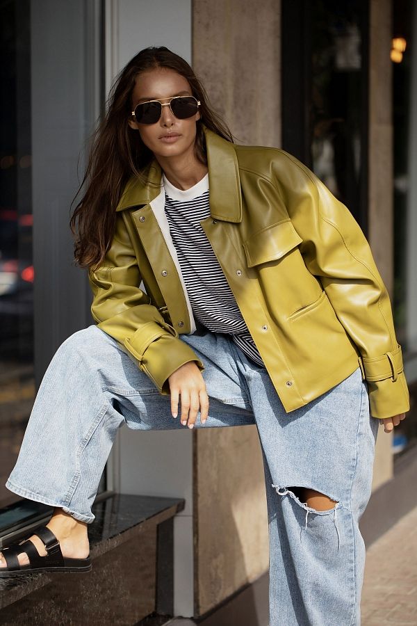 Тренч короткий екошкіра на замші оливковий МБКТ010/1 #RU# Тренч короткий экокожа на оливковой замше МБКТ010/1 № 4