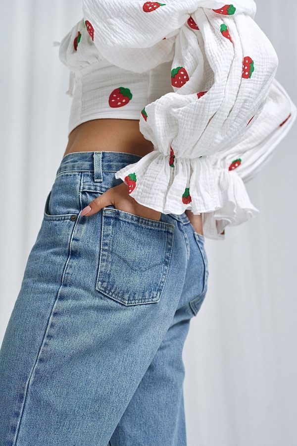 Мусліновий топ в велику полуничку D0223/5 #RU# Муслиновый топ в большую клубничку D0223/5 № 4