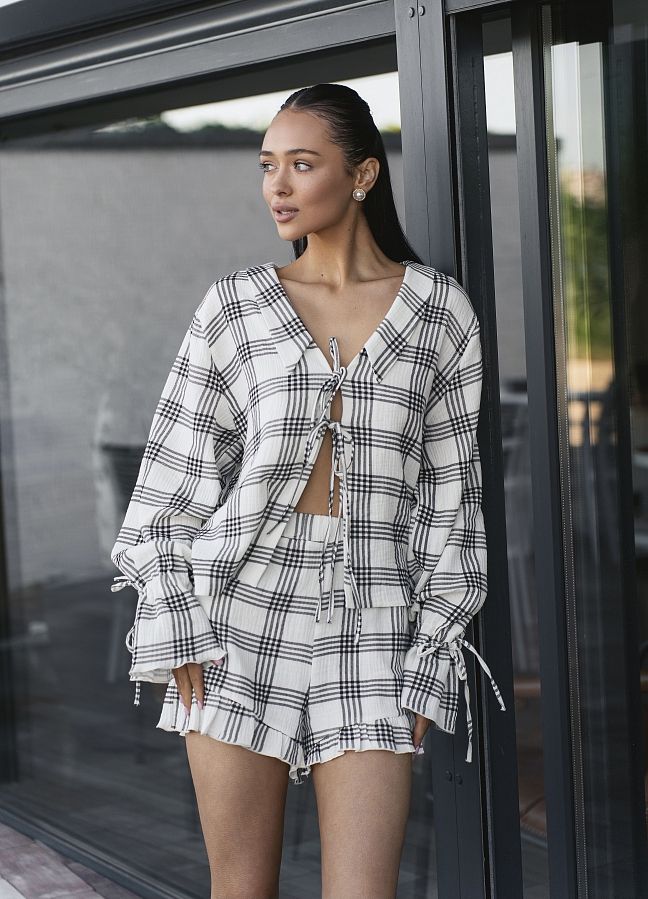 Костюм в клітинку світло-бежевий ПТ04/01 #RU# Костюм в клетку светло-бежевый ПТ04/01 № 1