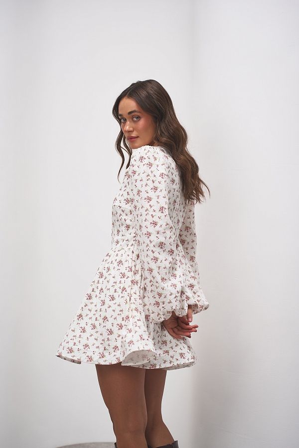 Сукня з білим комірцем біла в квіти МБПЛ 14.08 № 2