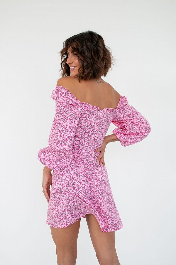 Сукня міні з роспіркою рожевий D0321/20 № 3