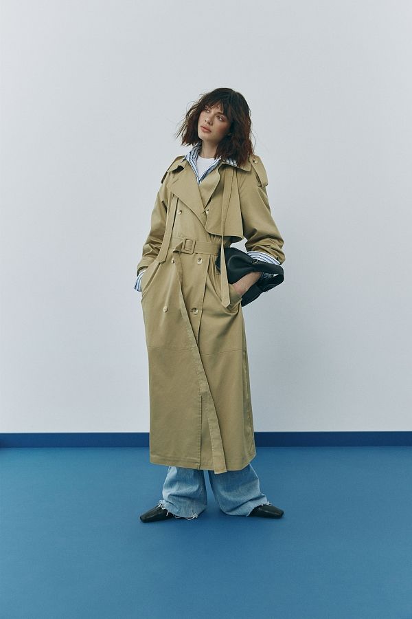 Тренч котоновий на підкладці з патами бежевий C0423 #RU# Тренч котоновый на подкладке с патами капучино C0423 № 2