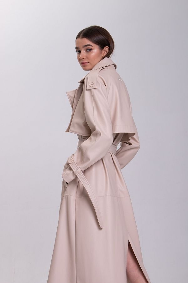 Тренч з екошкіри на замші рожево-бежевий С0321/11 #RU# Тренч из экокожи на замше розово-бежевый С0321/11 № 4