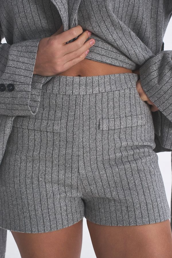 Костюм у смужку піджак та шорти сірий SU26/2 #RU# Костюм в полоску пиджак и шорты серый SU26/2 № 3