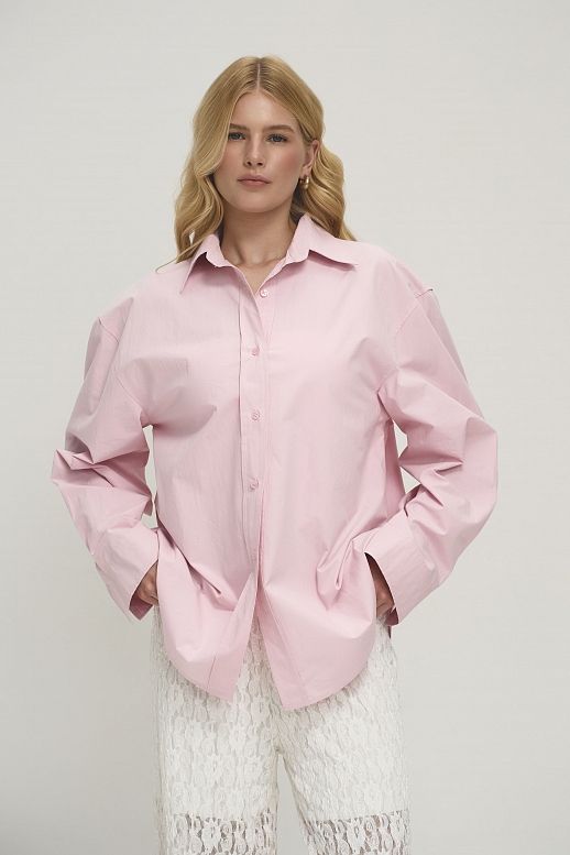 Сорочка класична вільного крою рожева - №2