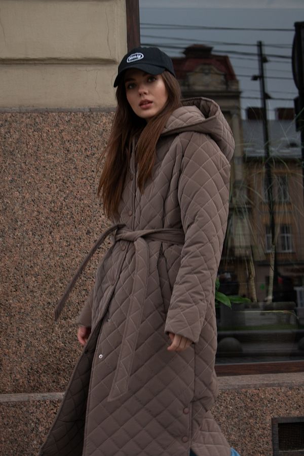 Куртка подовжена з капюшоном на кнопках  капучіно К0922/2 #RU# Куртка удлиненная с капюшоном на кнопках капучино. К0922/2 № 3