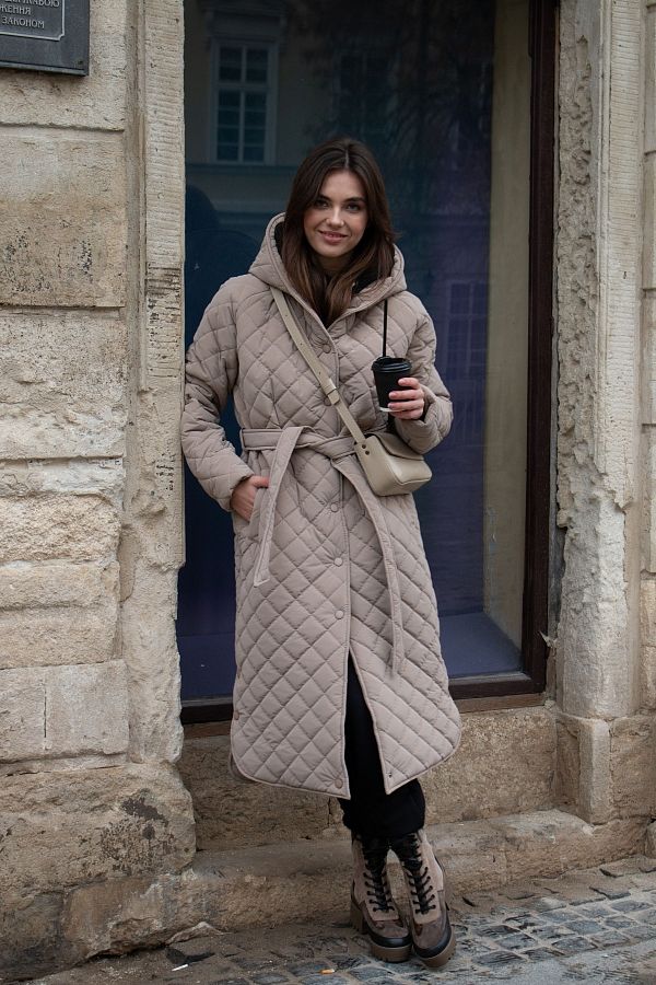 Куртка подовжена з капюшоном на кнопках бежева К0922/3 #RU# Куртка удлиненная с капюшоном на кнопках бежевая. К0922/3 № 3