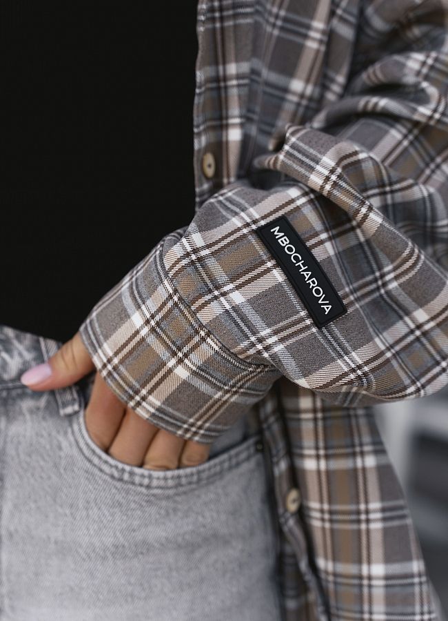 Сорочка в клітинку коричнева ПН07/09 #RU# Рубашка в клетку коричневая ПН07/09 № 4