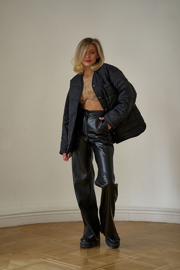 Куртка на кнопках з кишенями візерунок трикутник чорна К0423/4 #RU# Куртка на кнопках с карманами узор треугольник черная К0423/4 № 3