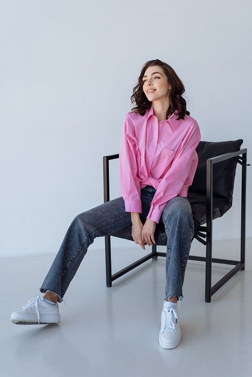 Сорочка котонова класична рожева - №2