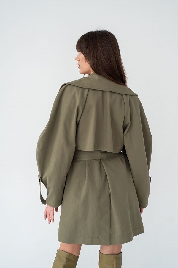 Тренч котоновий короткий хакі С0122/1 #RU# Тренч котоновый короткий хаки (нет в наличии) С0122/1 № 6