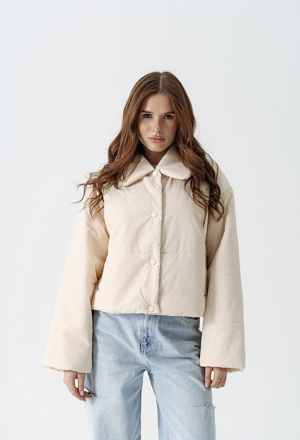 Куртка коротка світло-бежева НФ-00000736/3 #RU# Куртка короткая светло-бежевая НФ-00000736/3 № 3
