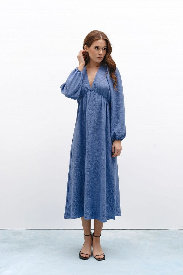 Сукня максі з відкритою спиною блакитна меланжева МБПЛ003/1 № 5