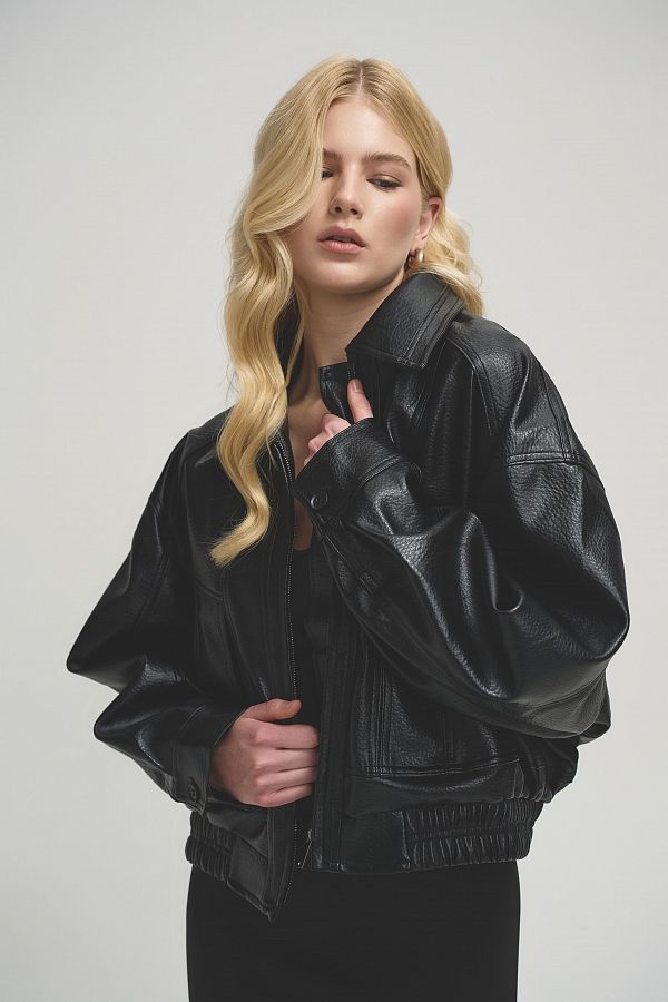 Куртка oversize шкіряна чорна URBAN-01 #RU# Куртка oversize кожаная черная URBAN-01 № 1