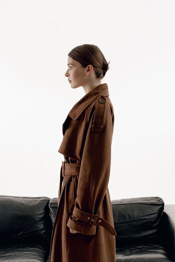 Тренч максі замшевий коричневий PREMT/02 № 5