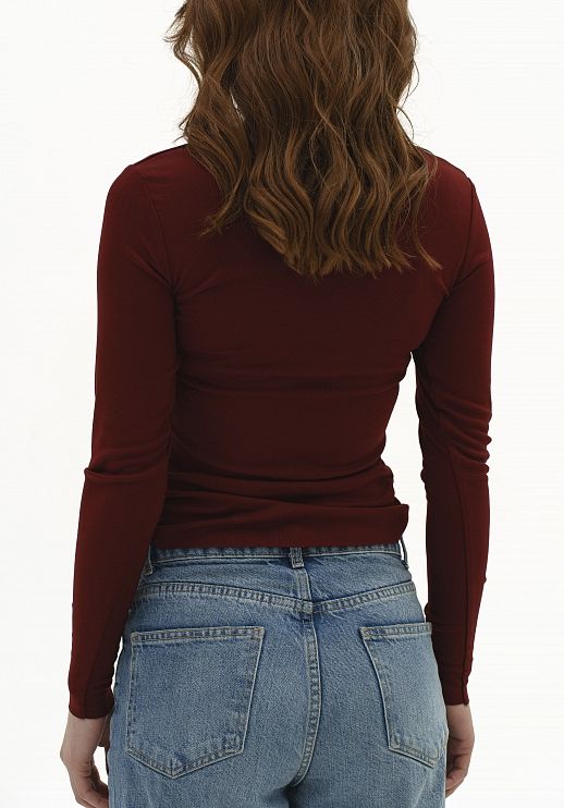 Лонгслів приталений вишневий - №2