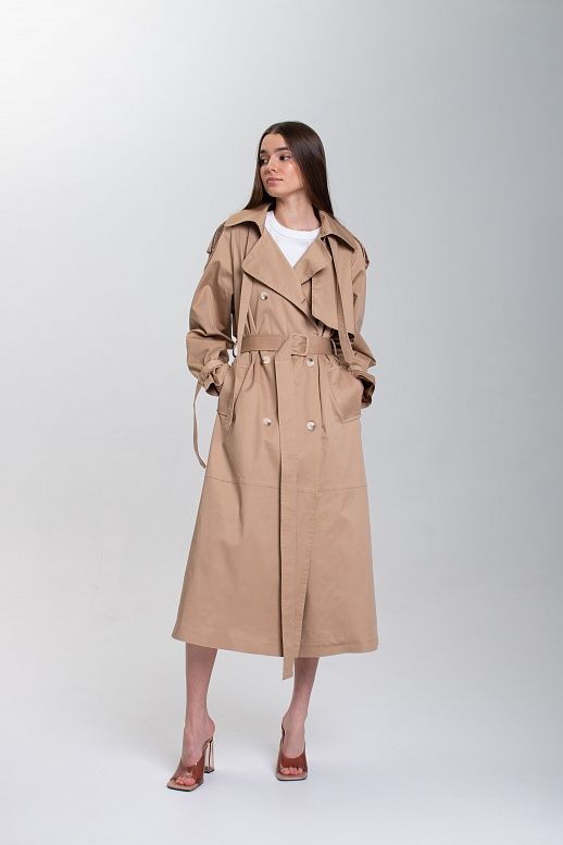 Тренч котоновий на підкладці с патами кемел - №2