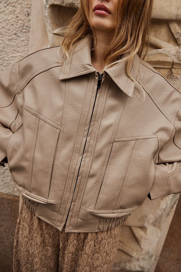 Куртка oversize шкіряна бежева 10010-009 #RU# Куртка oversize кожаная бежевая 10010-009 № 2