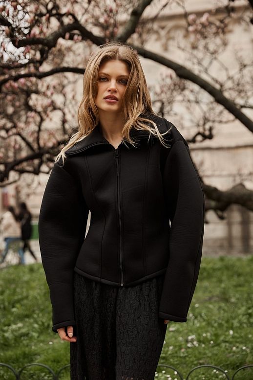 Бомбер з силуетними рукавами чорний